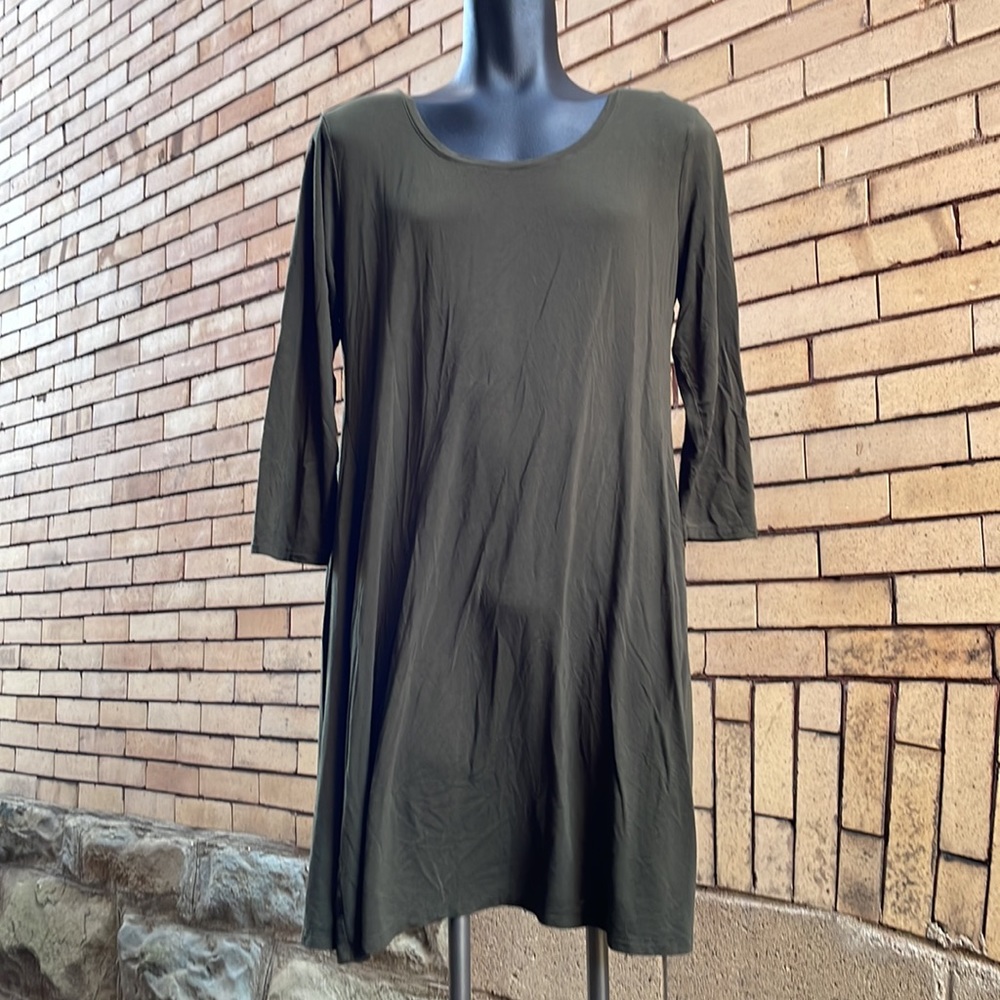 Style & Co olive green long sleeve swing dress Size XXL